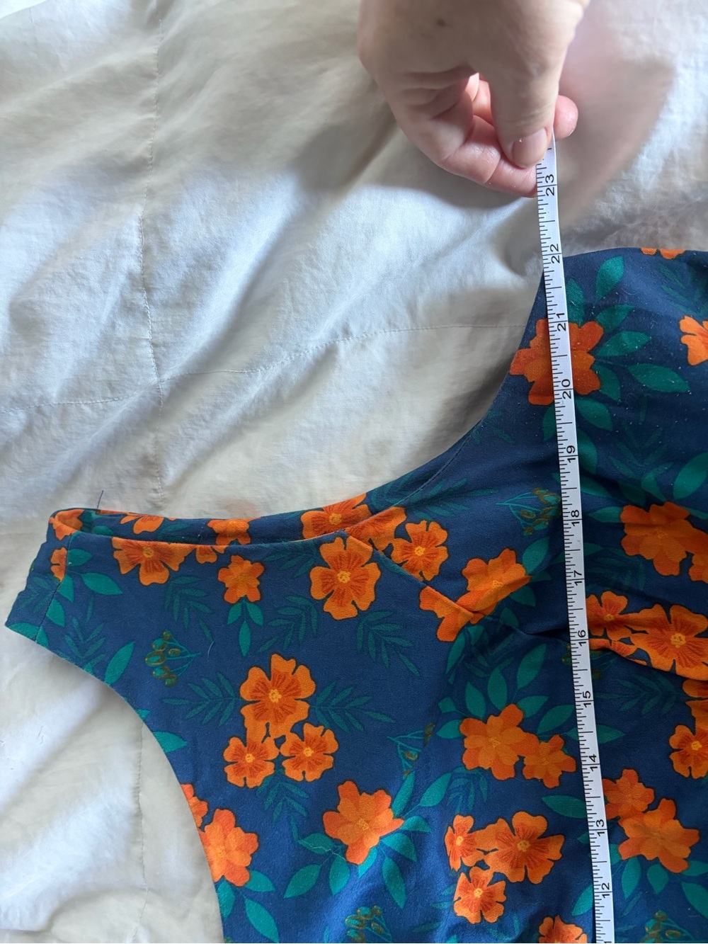 Modcloth Navy Blue Midi Dress with Orange Floral Print - Picture 11 of 11